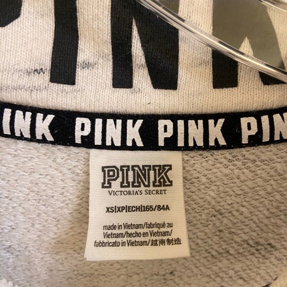 VICTORIA SECRET PINK SWEATSHIRT ADULT SIZE EXTRA SMALL OFF WHITE PULLOVER WOMENS - Picture 3 of 4